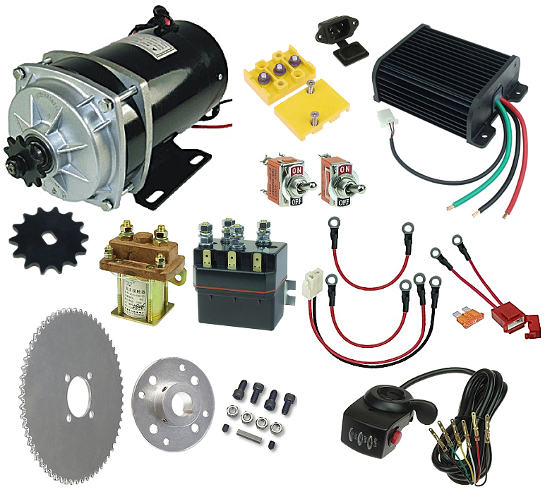 48 Volt 1000 Watt Rhoades Car Electric Motor Power Kit with Thumb