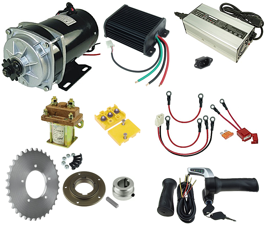 48 Volt 1000 Watt Rhoades Car Electric Motor Power Kit KIT481000G26NB