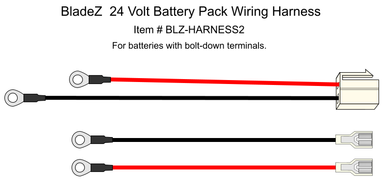 Battery Pack Wiring Harness With Bolt Down Terminals For Bladez Scooters Blz Harness2