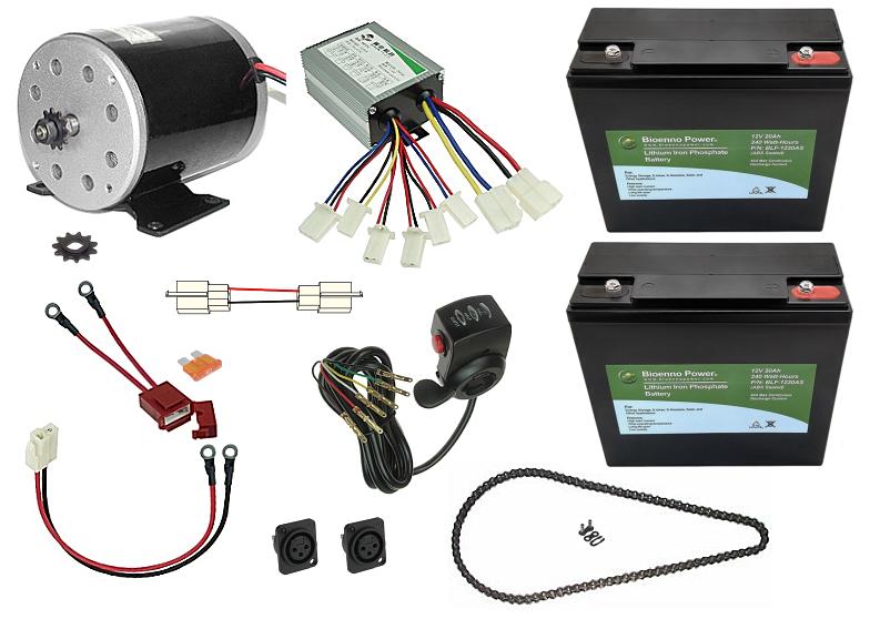 24 Volt 500 Watt Razor Ground Force and Ground Force Drifter Modification  Kit with LiFePO4 Battery Pack #KIT-24328