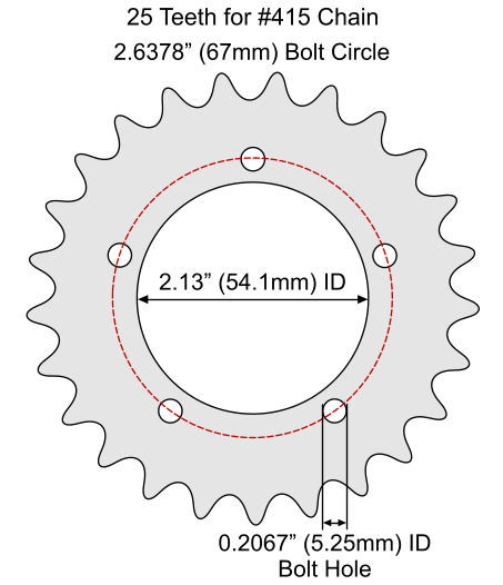 25 Tooth Sprocket for #415 Chain with F5 Mounting Pattern #SPR-41525F5