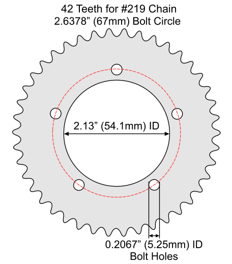 42 Tooth Sprocket for #219 Chain with F5 Mounting Pattern #SPR-21942F5