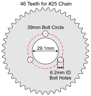 46 Tooth Sprocket for #25 Chain with R34 Mounting Pattern #SPR-2546R34