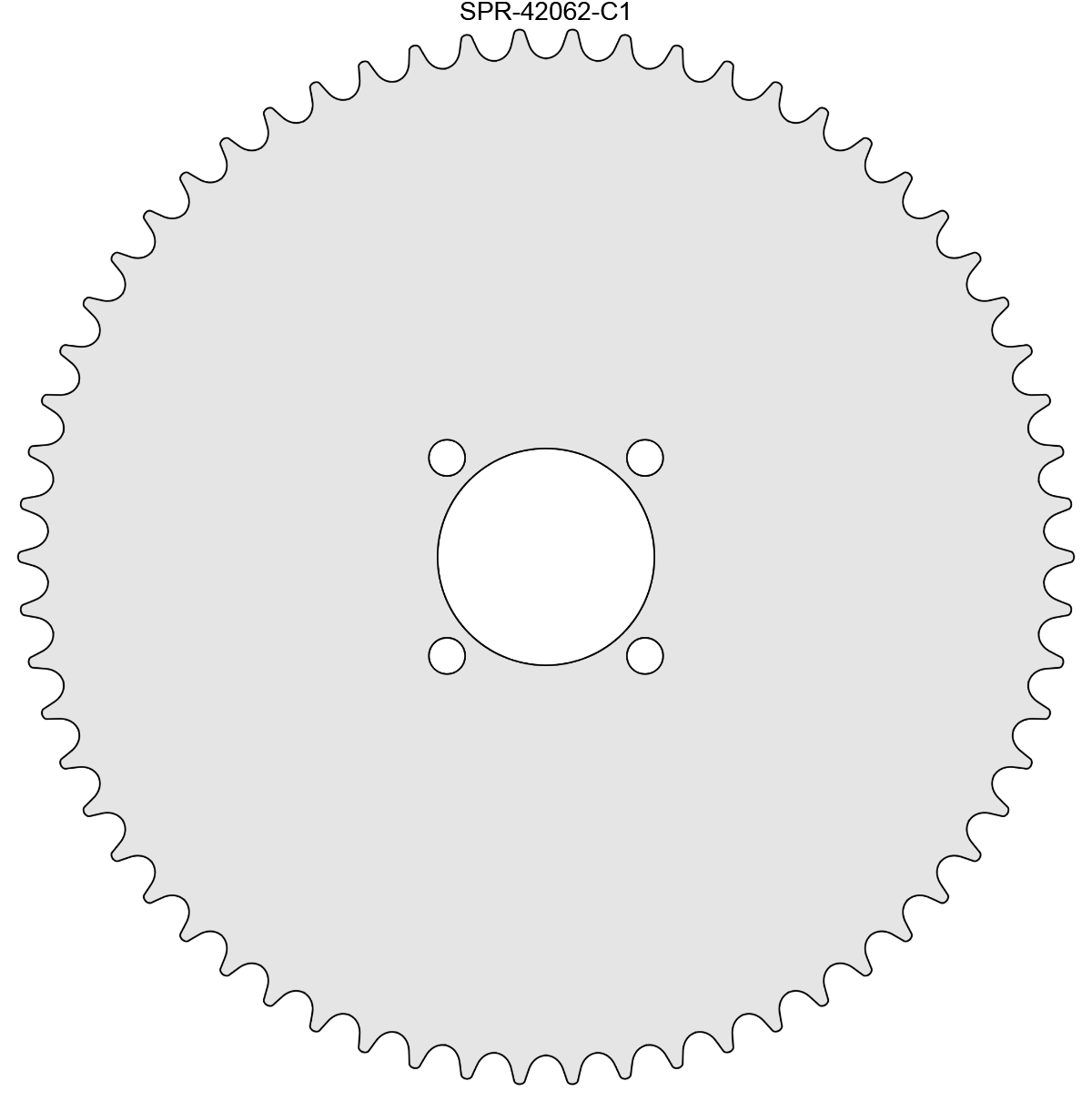 62 Tooth Sprocket for #41 and #420 Chain with Custom Mounting Pattern # ...