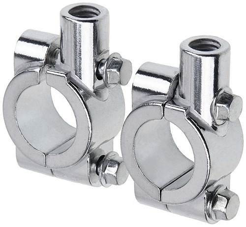 Polished Aluminum Mirror Clamp Set with 10mm Threads #MIR-292