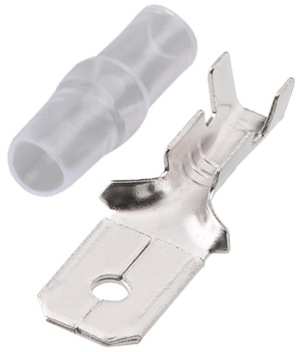 1/4" Tab Terminal Male Connector with Clear Sleeve for 14-12 Gauge Wire 
