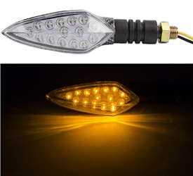 12 Volt LED Turn Signal Light with Clear Lens and 15 Amber LED Bulbs 