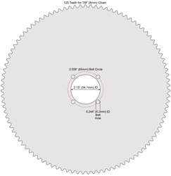 120 Tooth Aluminum Sprocket for T8F (8mm) Chain with F4 Mounting Pattern 
