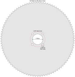 140 Tooth Sprocket for T8F (8mm) Chain with G1 Mounting Pattern 