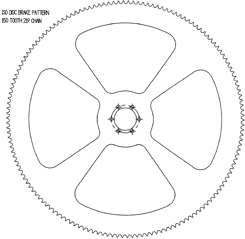 150 Tooth Sprocket for #219 Chain with 44mm ISO Mounting Pattern #SPR ...