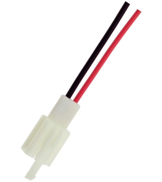 2.8mm Female Connector with Black and Red Wires, 2 Terminal 