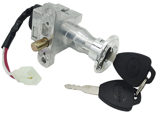 2 Wire 3 Position Key Switch with 10-19mm Handlebar Lock Pin and Seat Latch Release Cable Actuator 