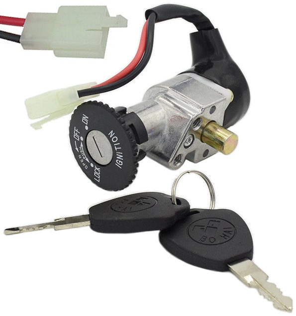 2 Wire 3 Position Key Switch with 12mm-18mm Handlebar Lock Pin #SWT-23802
