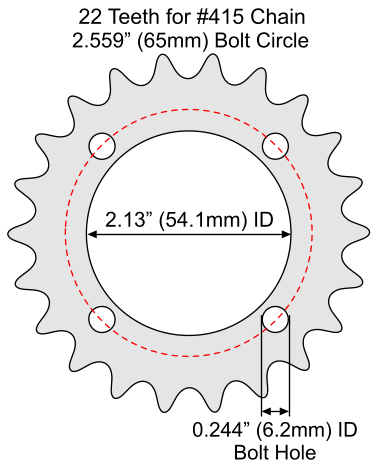 22 Tooth Sprocket for #415 Chain with F4 Mounting Pattern 