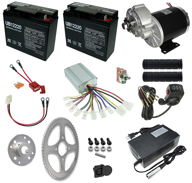 24 Volt 450 Watt Electric Beach Wagon Power Kit with Reverse 