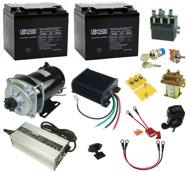 24 Volt 650 Watt Beach Cart/Wagon Kit with Reverse 