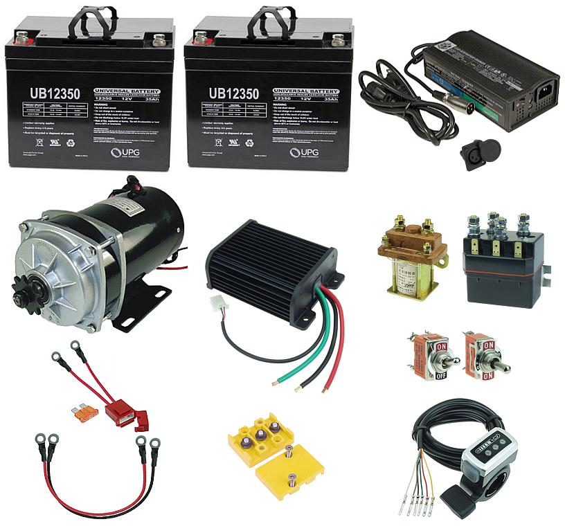 24 Volt 650 Watt Beach Cart or Beach Wagon Kit with Reverse 