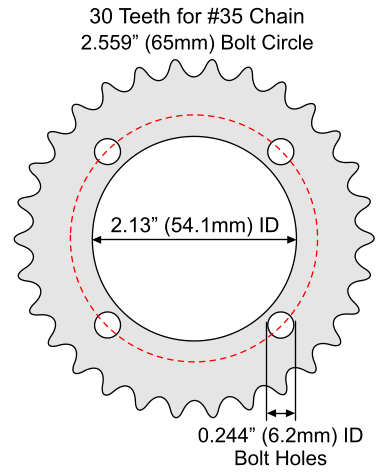 30 Tooth Sprocket for #35 Chain with F4 Mounting Pattern 