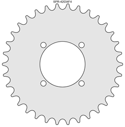 34 Tooth Sprocket for #41 and #420 Chain, Fits 4-Hole Freewheel 