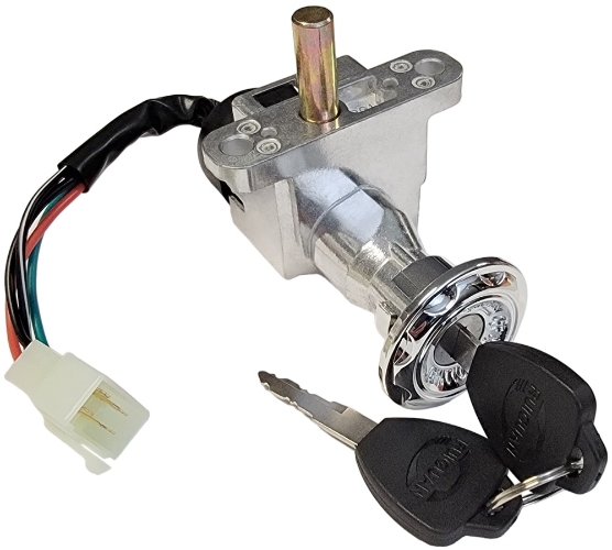 4 Wire 3 Position Key Switch with 15-25mm Handlebar Lock Pin and Seat Latch Release Cable Actuator 