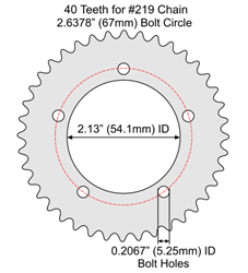 40 Tooth Sprocket for #219 Chain with F5 Mounting Pattern 