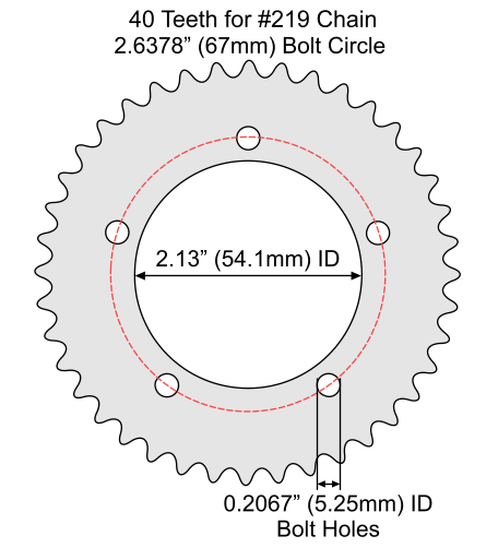 40 Tooth Sprocket for #219 Chain with F5 Mounting Pattern 