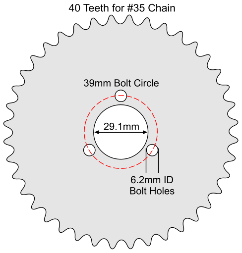 40 Tooth Sprocket for #35 Chain with R34 Mounting Pattern 