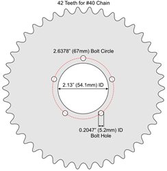 42 Tooth Sprocket for #40 Chain with F5 Mounting Pattern 