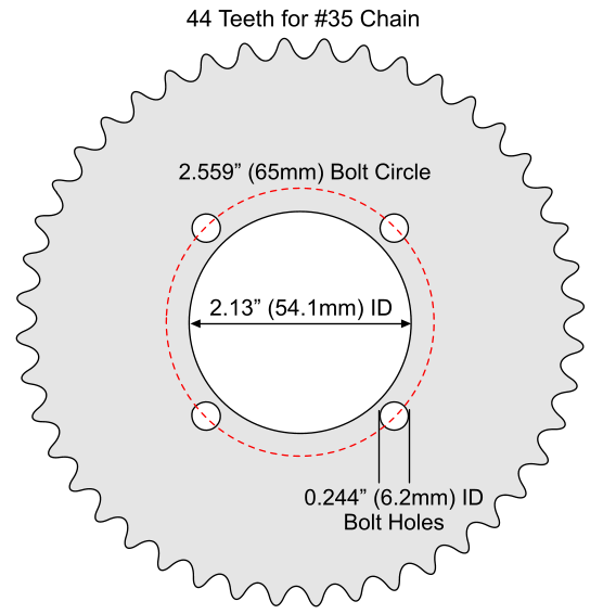 44 Tooth Sprocket for #35 Chain with F4 Mounting Pattern 