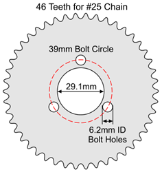 46 Tooth Sprocket for #25 Chain with R34 Mounting Pattern 