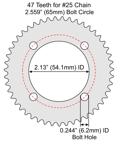 47 Tooth Sprocket for #25 Chain with F4 Mounting Pattern 