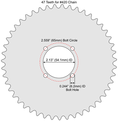 47 Tooth Sprocket for #41 and #420 Chain with F4 Mounting Pattern 