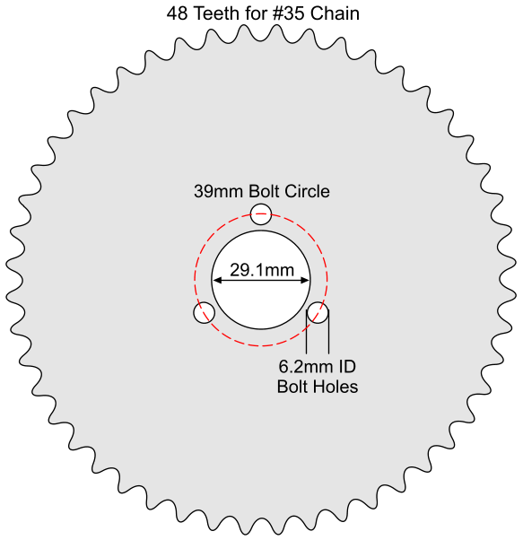 48 Tooth Sprocket for #35 Chain with R34 Mounting Pattern 