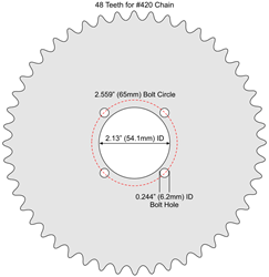 48 Tooth Sprocket for #41 and #420 Chain with F4 Mounting Pattern 