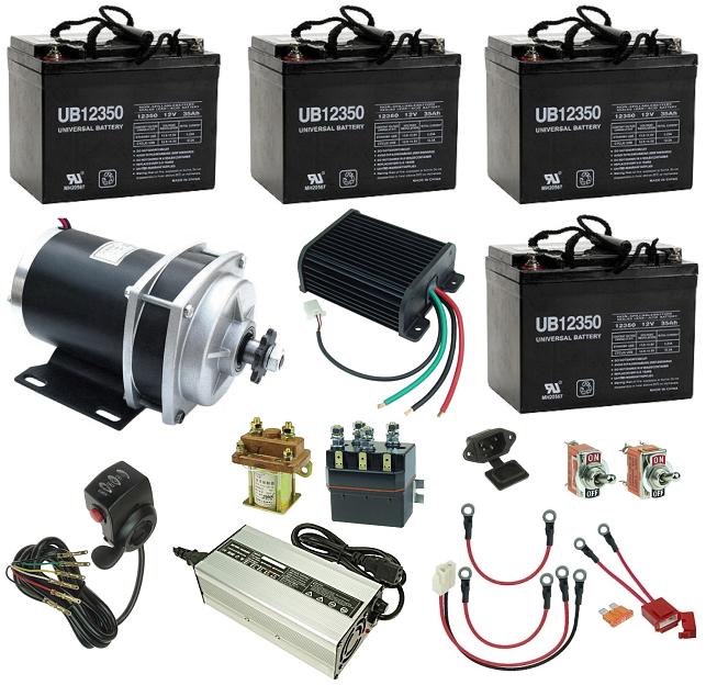 48 Volt 1000 Watt Industrial Cart or Beach Wagon Power Kit with Reverse 