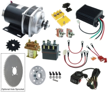 48 Volt 1000 Watt Rhoades Car Electric Motor Power Kit with Thumb Throttle and Reverse 