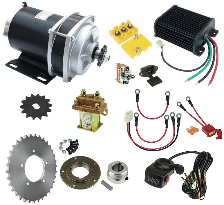 48 Volt 1000 Watt Rhoades Car Electric Motor Power Kit with Thumb Throttle 