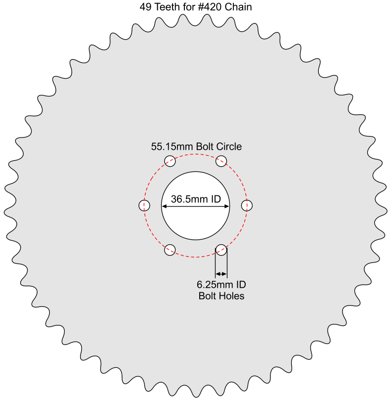 49 Tooth Sprocket for #420 Chain with Custom Mounting Pattern #SPR-42049-C1