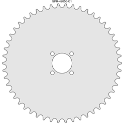 50 Tooth Sprocket for #41 and #420 Chain with Custom Mounting Pattern 