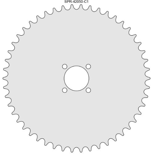 50 Tooth Sprocket for #41 and #420 Chain with Custom Mounting Pattern 