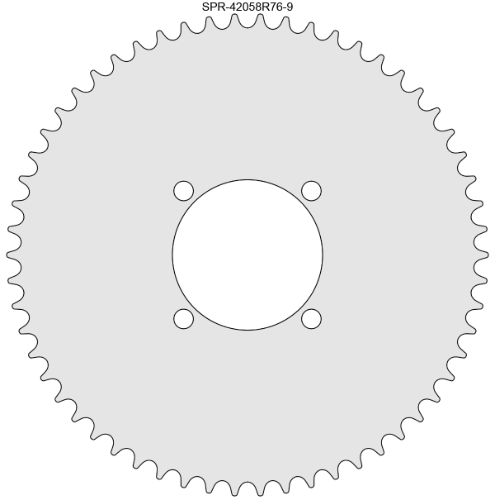 58 Tooth Sprocket for #41 and #420 Chain with R76-9 Mounting Pattern 