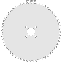 59 Tooth Sprocket for #41 and #420 Chain with Custom Mounting Pattern 