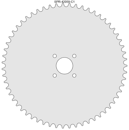 59 Tooth Sprocket for #41 and #420 Chain with Custom Mounting Pattern 