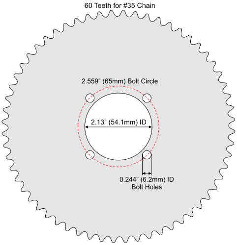 60 Tooth Sprocket for #35 Chain with F4 Mounting Pattern 
