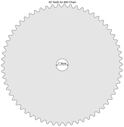 62 Tooth Sprocket for #40 Chain with 1 Inch ID Bore 