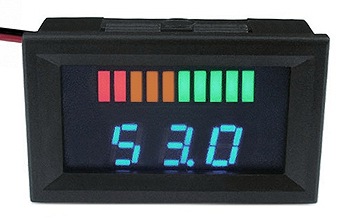 7-100 Volt DC Blue LED Digital Voltmeter with Battery Level Indicator 