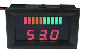 7-100 Volt DC Red LED Digital Voltmeter with Battery Level Indicator 