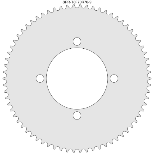 70 Tooth Sprocket for T8F (8mm) Chain with R76-9 Mounting Pattern 