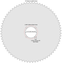 72 Tooth Sprocket for #428 Chain with F4 Mounting Pattern 