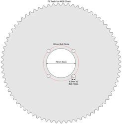 75 Tooth Sprocket for #428 Chain with R76-8 Mounting Pattern 